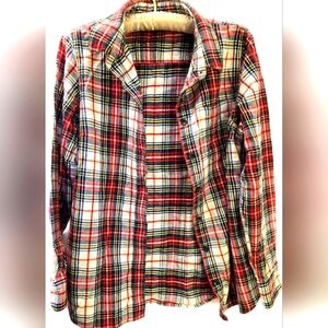 Lands' End women's M plaid flannel shirt, EUC, all cotton, boyfriend fit